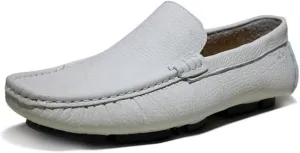 Easy to Put and Remove. Loafer Shoes for Men Genuine Leather Round Toe Stitching Details Rubber Sole Anti-Slip Flat Heel Resistant Flexible Lightweight Driving Slip on for All Occasions