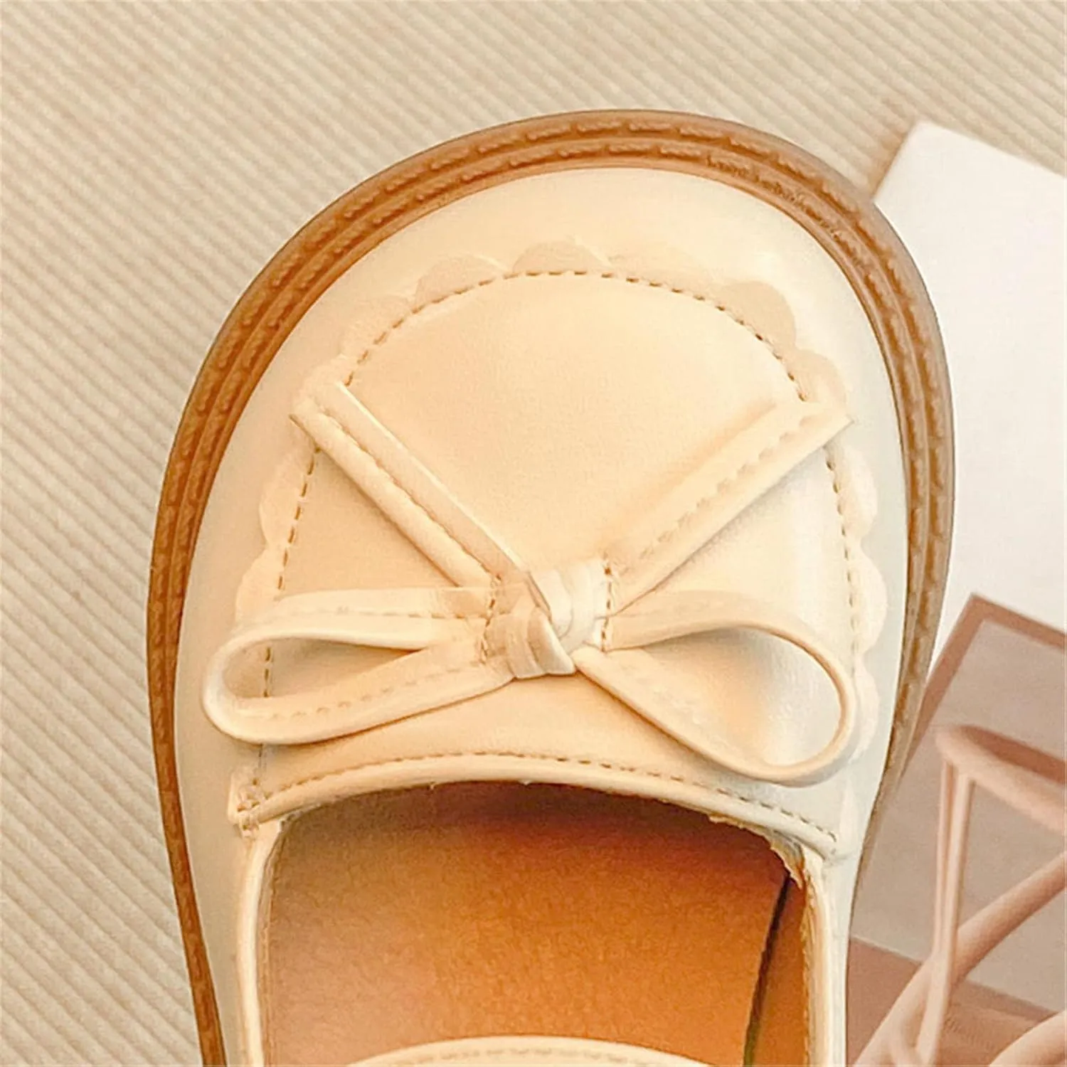EnJoCho 1 to 12 Years Girls Leather Bow Design Soft Round Toe Princess Dress Flat Shoes Nonslip Shoes Children Princess