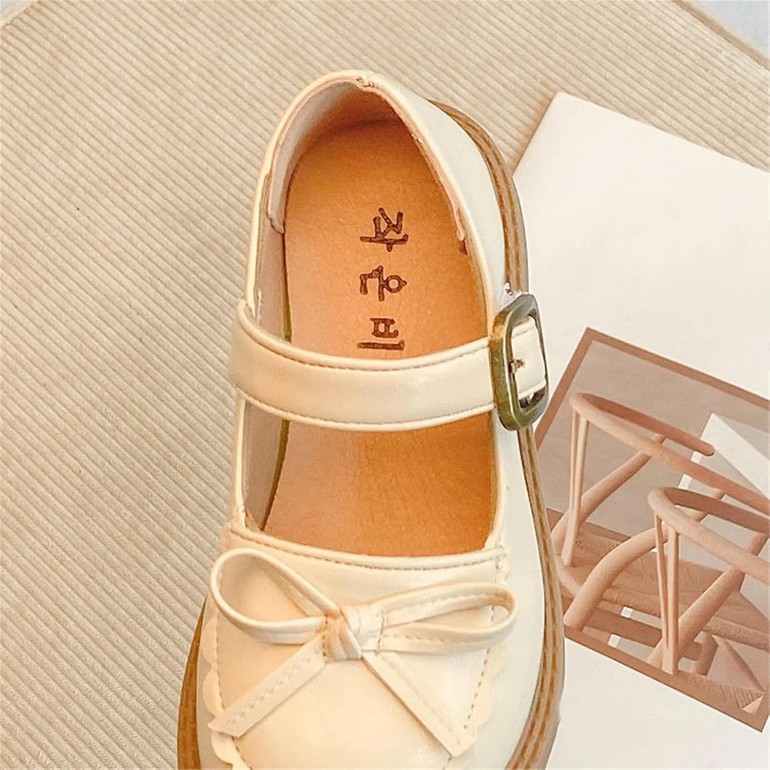 EnJoCho 1 to 12 Years Girls Leather Bow Design Soft Round Toe Princess Dress Flat Shoes Nonslip Shoes Children Princess