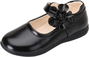 EnJoCho Baby Cute Girls Dress Shoes Shoes for Girls Comfortable PU Flats School Shoes for Mary Jane (Black-a#wer, 11.5-12 Years)