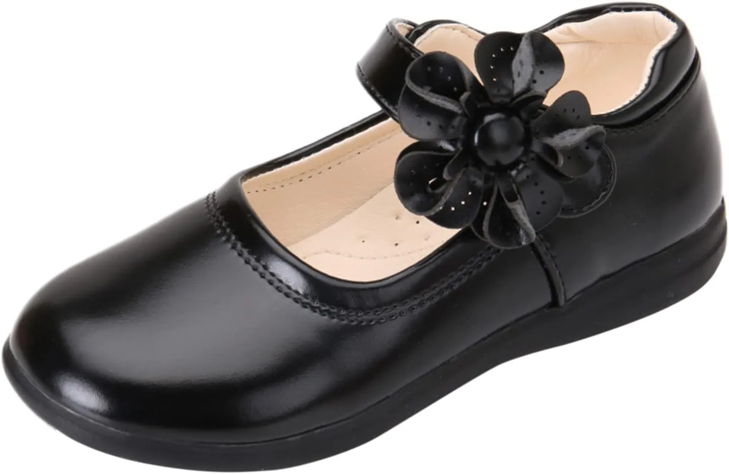 EnJoCho Baby Cute Girls Dress Shoes Shoes for Girls Comfortable PU Flats School Shoes for Mary Jane (Black-a#wer, 11.5-12 Years)
