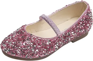 EnJoCho Baby Cute Girls Dress Shoes Shoes for Girls Comfortable PU Flats School Shoes for Mary Jane (Pink-b#wer, 18-24 Months)