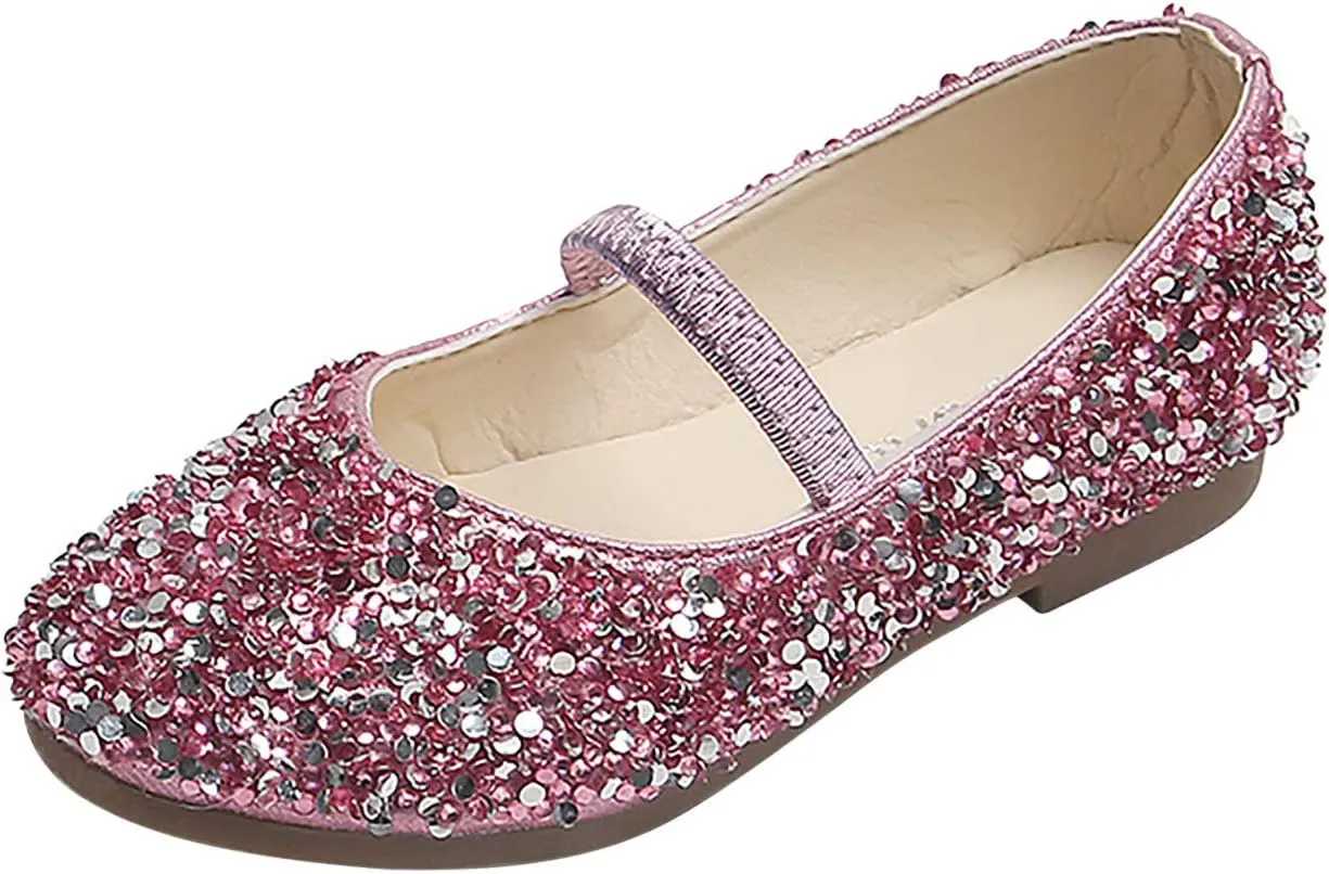 EnJoCho Baby Cute Girls Dress Shoes Shoes for Girls Comfortable PU Flats School Shoes for Mary Jane (Pink-b#wer, 5.5-6 Years)