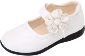 EnJoCho Baby Cute Girls Dress Shoes Shoes for Girls Comfortable PU Flats School Shoes for Mary Jane (White-a#wer, 11-11.5 Years)