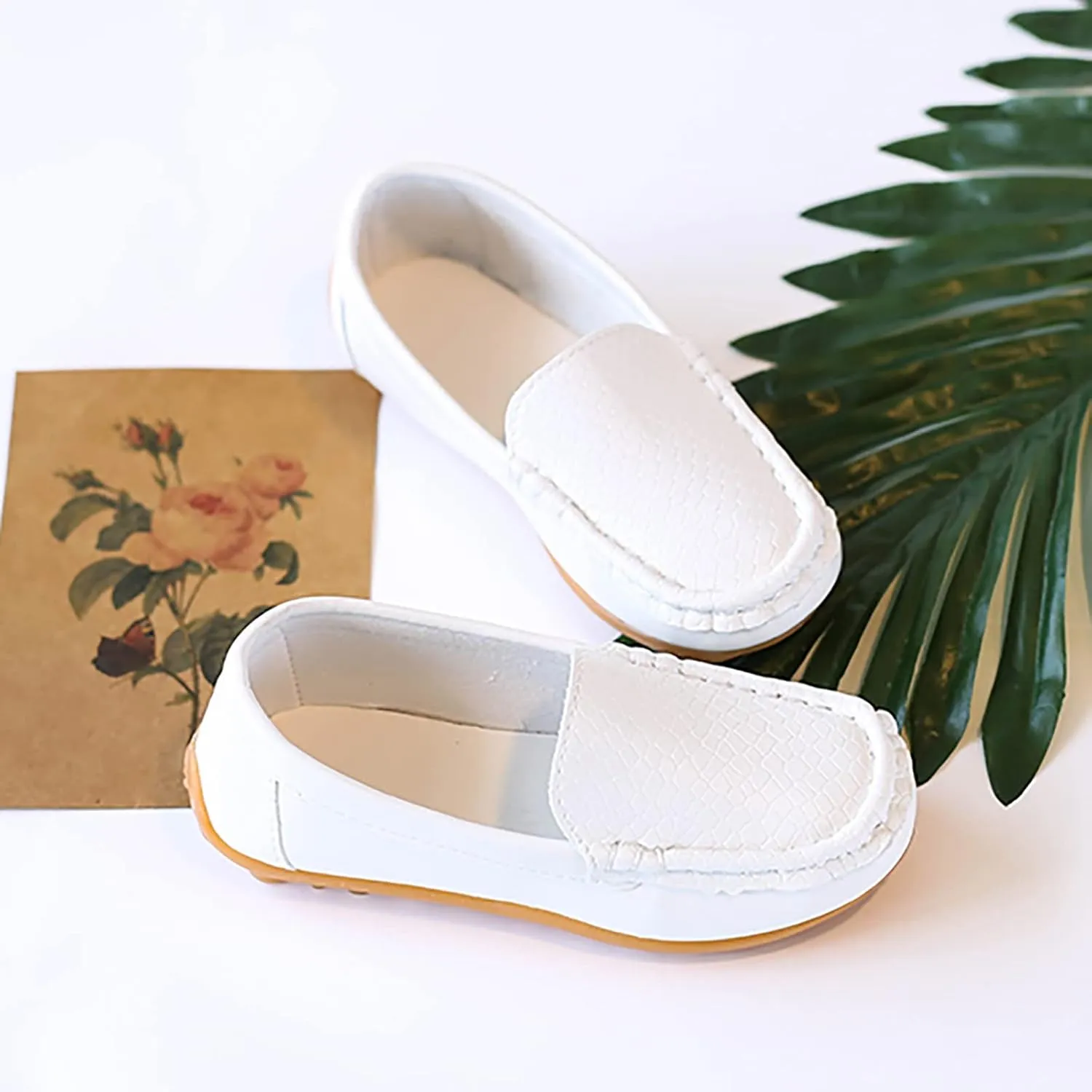 EnJoCho Kids Princess Shoes Toddler Little Kid Boys Girls Soft Slip On Loafers Dress Flat Shoes Boat Casual Shoes