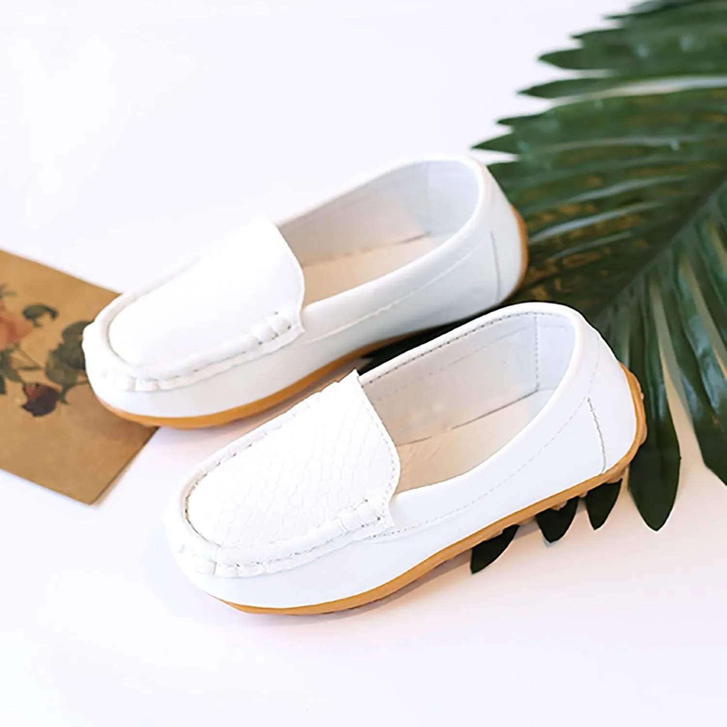 EnJoCho Kids Princess Shoes Toddler Little Kid Boys Girls Soft Slip On Loafers Dress Flat Shoes Boat Casual Shoes