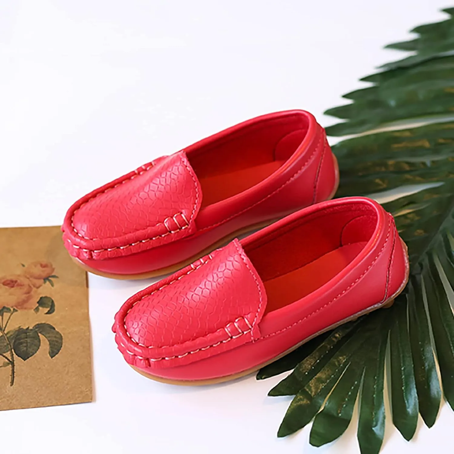 EnJoCho Kids Princess Shoes Toddler Little Kid Boys Girls Soft Slip On Loafers Dress Flat Shoes Boat Casual Shoes