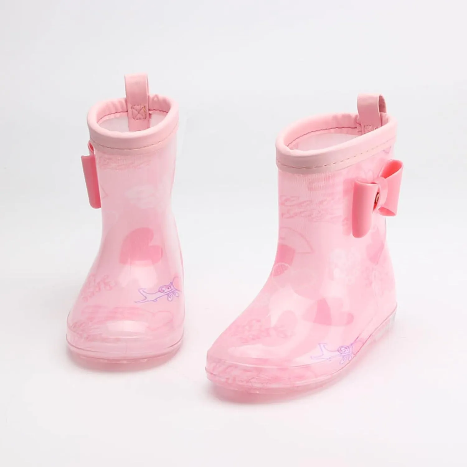 EnJoCho Outdoor Shoes for Toddler Kids Rain Boots Cartoon Bowknot Infant Boys Girls PVC Rain Boots Children Non Slip