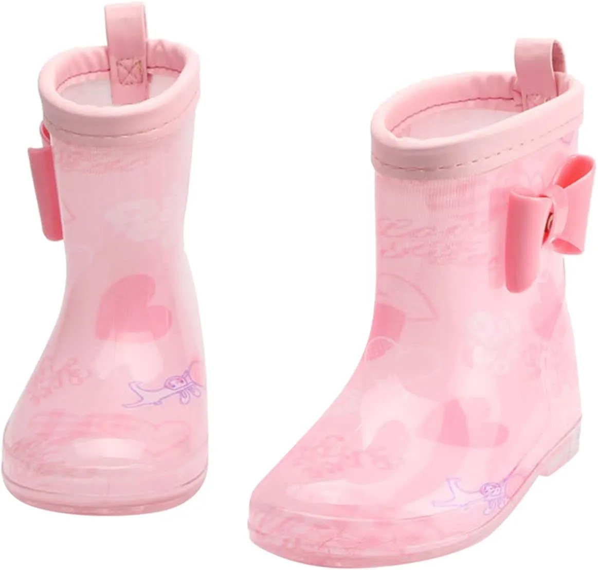 EnJoCho Outdoor Shoes for Toddler Kids Rain Boots Cartoon Bowknot Infant Boys Girls PVC Rain Boots Children Non Slip
