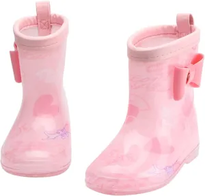 EnJoCho Outdoor Shoes for Toddler Kids Rain Boots Cartoon Bowknot Infant Boys Girls PVC Rain Boots Children Non Slip