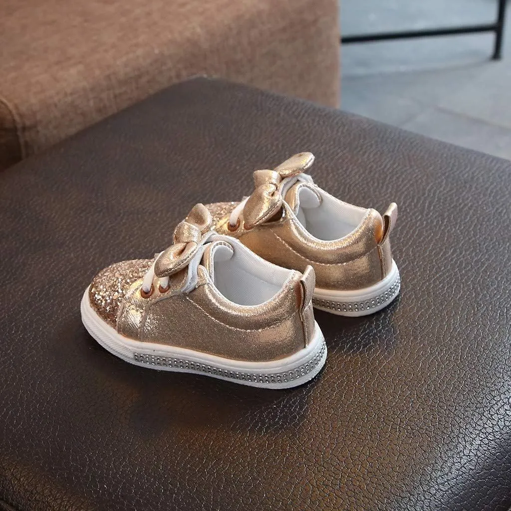 EnJoCho Running Shoes for Girls Crystal Sport Sneakers Sequins Run Boys Bowknot Baby Girls Bling Children Shoes Baby