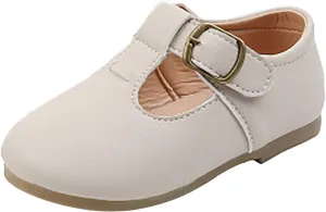EnJoCho Sneakers for Children Boys Buckle Children Flats Strap Leather Shoes Non-Slip Baby Shoes Girls T Baby Shoes