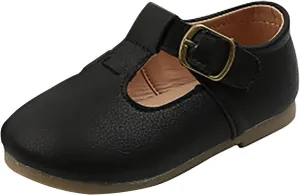 EnJoCho Sneakers for Children Boys Buckle Children Flats Strap Leather Shoes Non-Slip Baby Shoes Girls T Baby Shoes