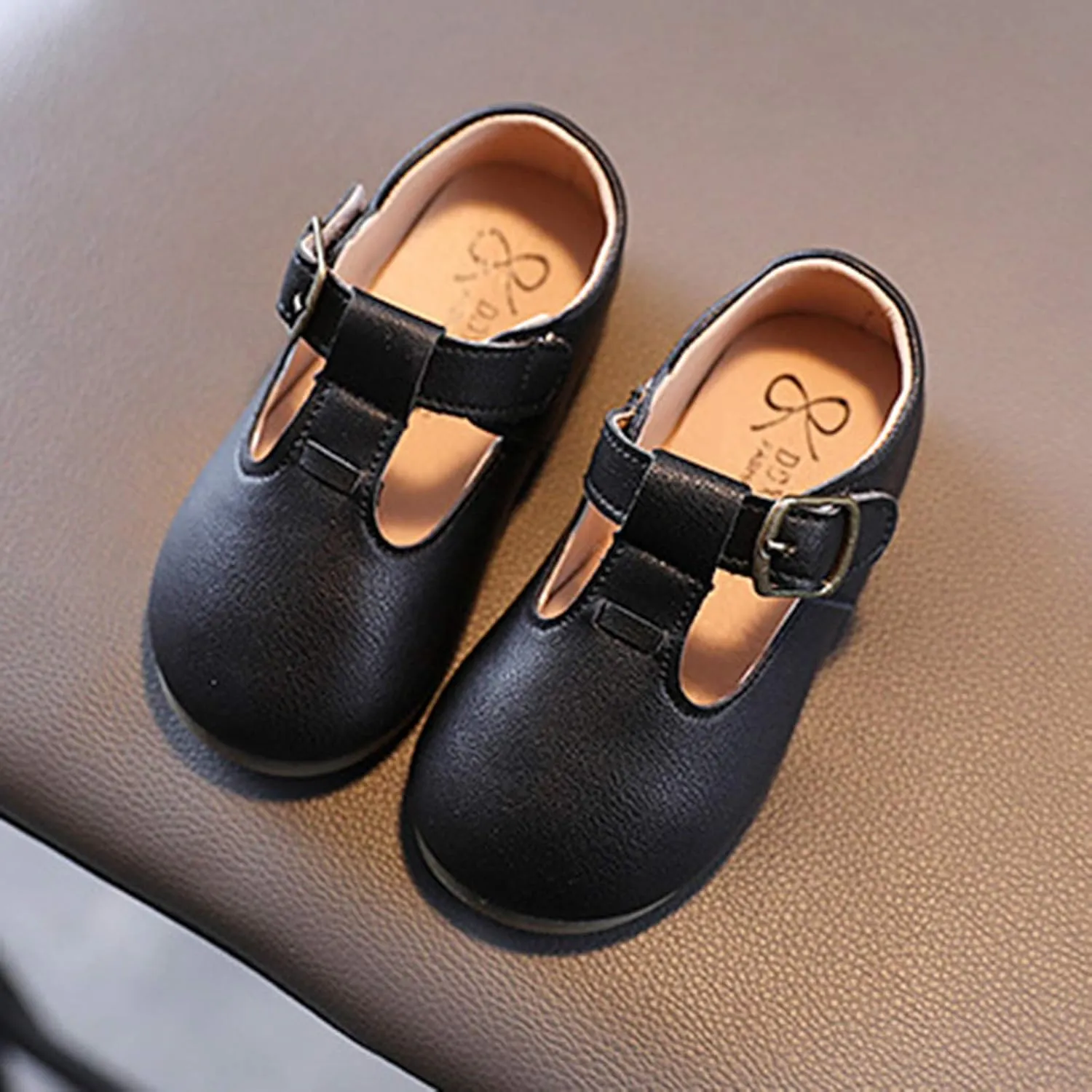 EnJoCho Sneakers for Children Boys Buckle Children Flats Strap Leather Shoes Non-Slip Baby Shoes Girls T Baby Shoes