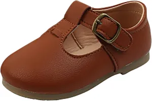 EnJoCho Sneakers for Children Boys Buckle Children Flats Strap Leather Shoes Non-Slip Baby Shoes Girls T Baby Shoes