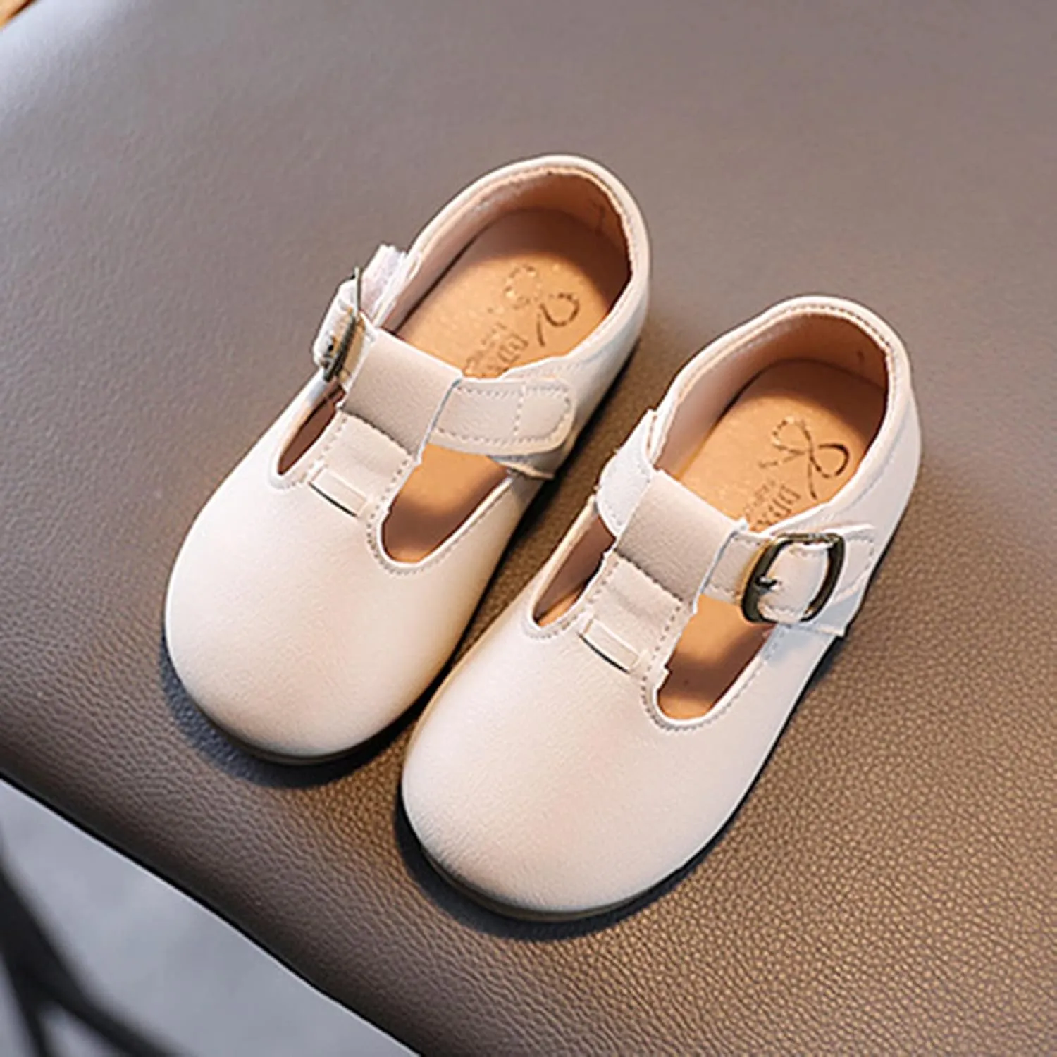 EnJoCho Sneakers for Children Boys Buckle Children Flats Strap Leather Shoes Non-Slip Baby Shoes Girls T Baby Shoes