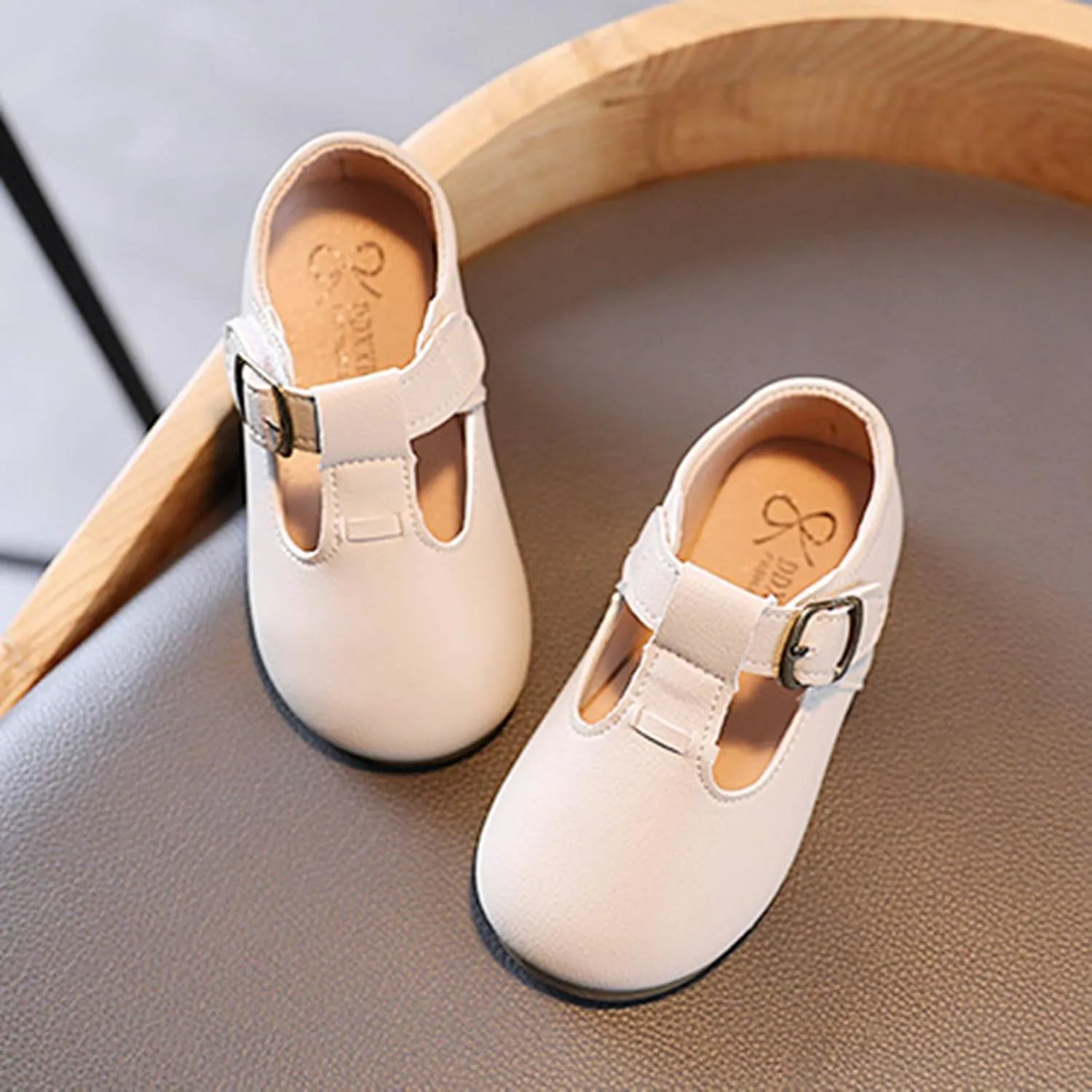 EnJoCho Sneakers for Children Boys Buckle Children Flats Strap Leather Shoes Non-Slip Baby Shoes Girls T Baby Shoes