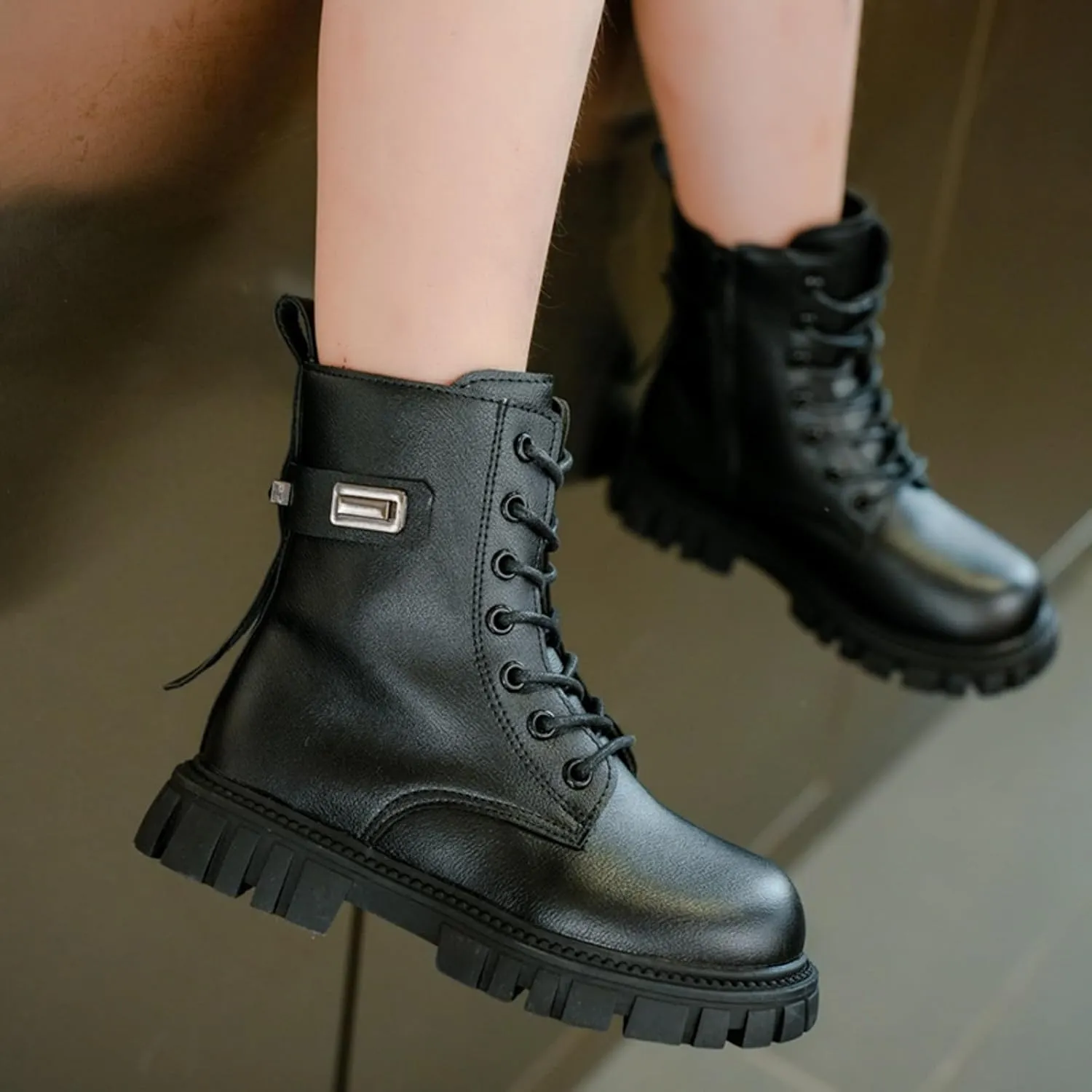 Fashion Ankle Boots for Girls Outdoor Ankle Hiking Boots Military Combat Boots Girls Ankle Boots Size 2 3 4 5 6 7 8