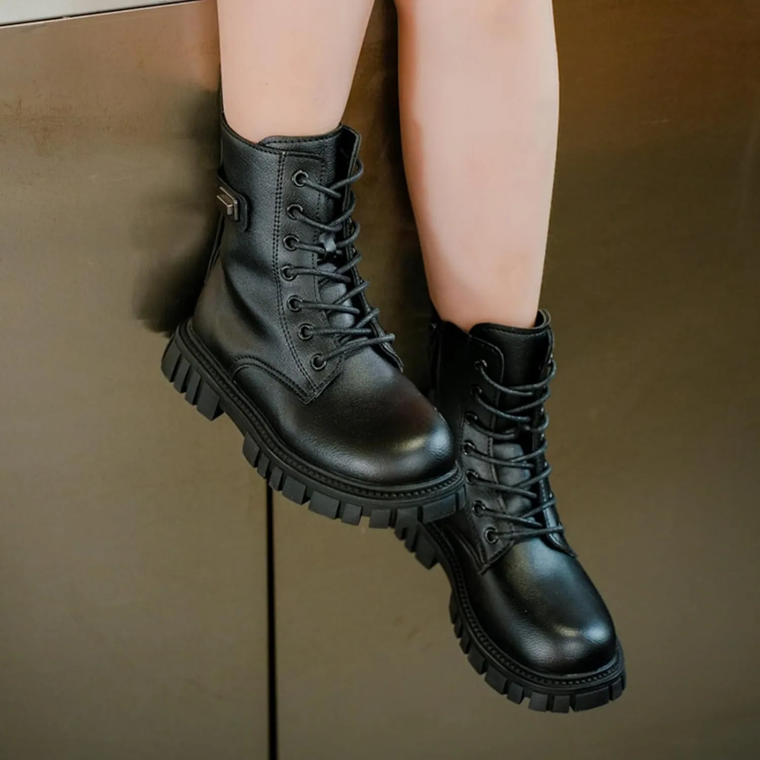 Fashion Ankle Boots for Girls Outdoor Ankle Hiking Boots Military Combat Boots Girls Ankle Boots Size 2 3 4 5 6 7 8