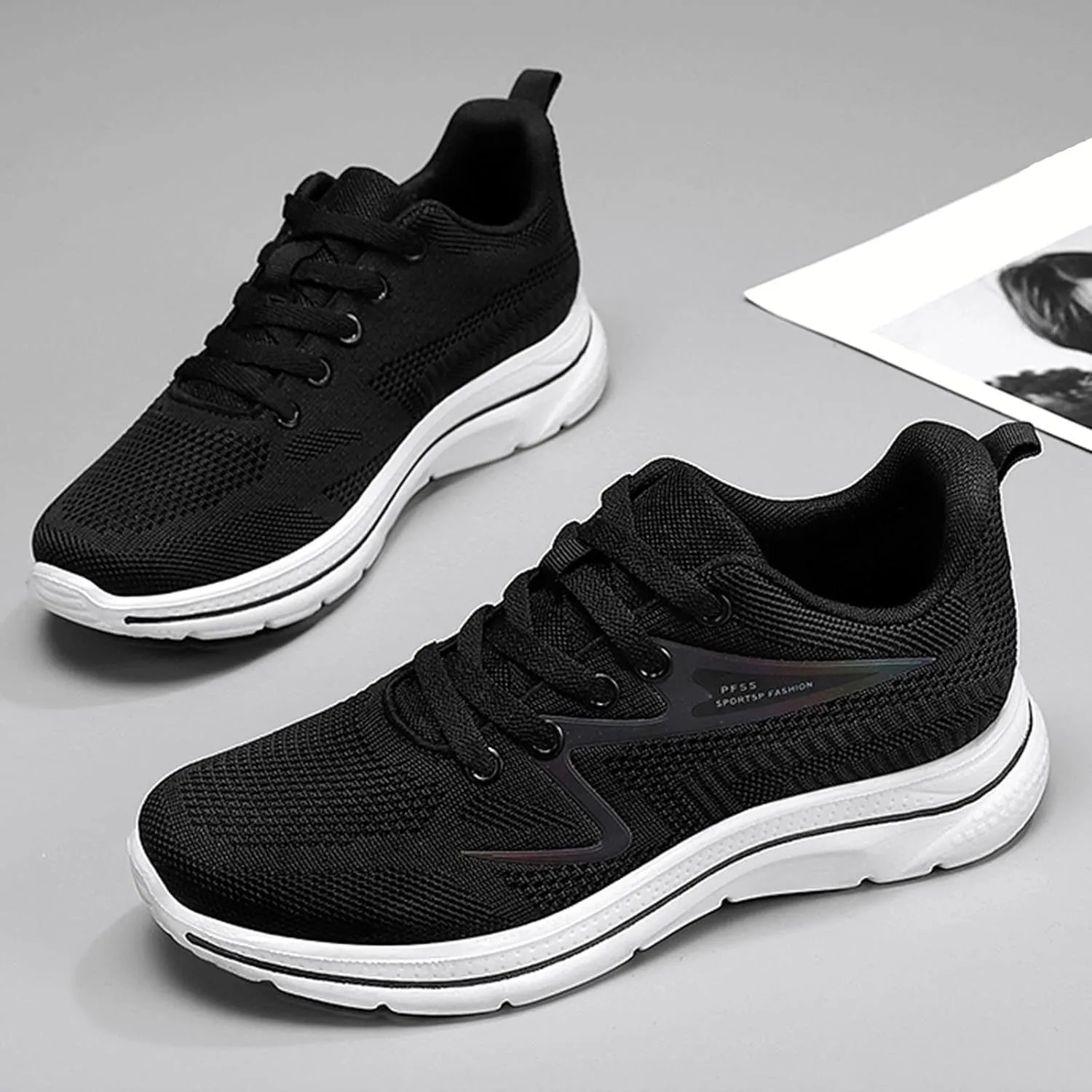 Fashion Summer and Casual Men Flat Lightweight Mesh Breathable Solid Color Mens Sneaker Shoes Support Sneaker