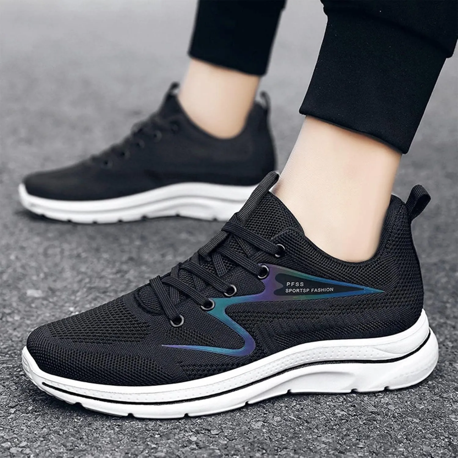 Fashion Summer and Casual Men Flat Lightweight Mesh Breathable Solid Color Mens Sneaker Shoes Support Sneaker