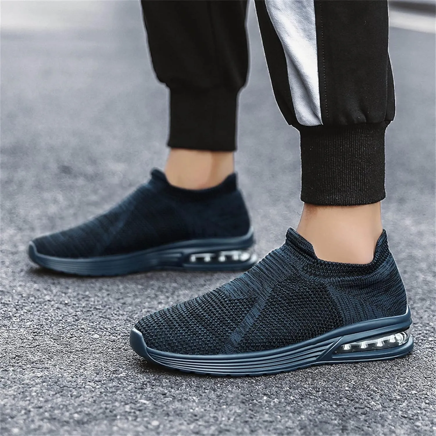 Fashion Summer Men Mesh Breathable Comfortable Air Cushion Sole Casual Slip On Sneaker Rack for Men Bedroom Wall