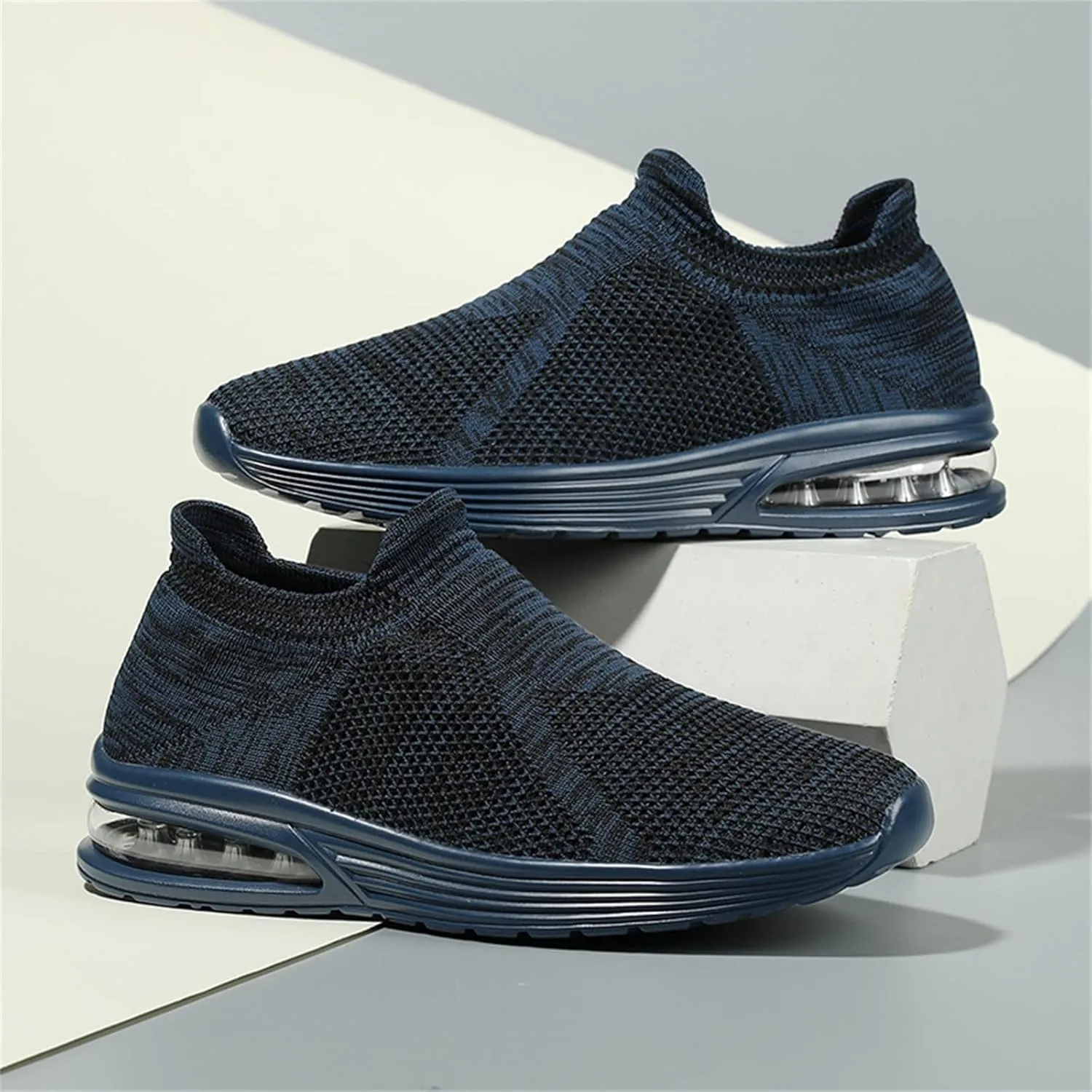 Fashion Summer Men Mesh Breathable Comfortable Air Cushion Sole Casual Slip On Sneaker Rack for Men Bedroom Wall