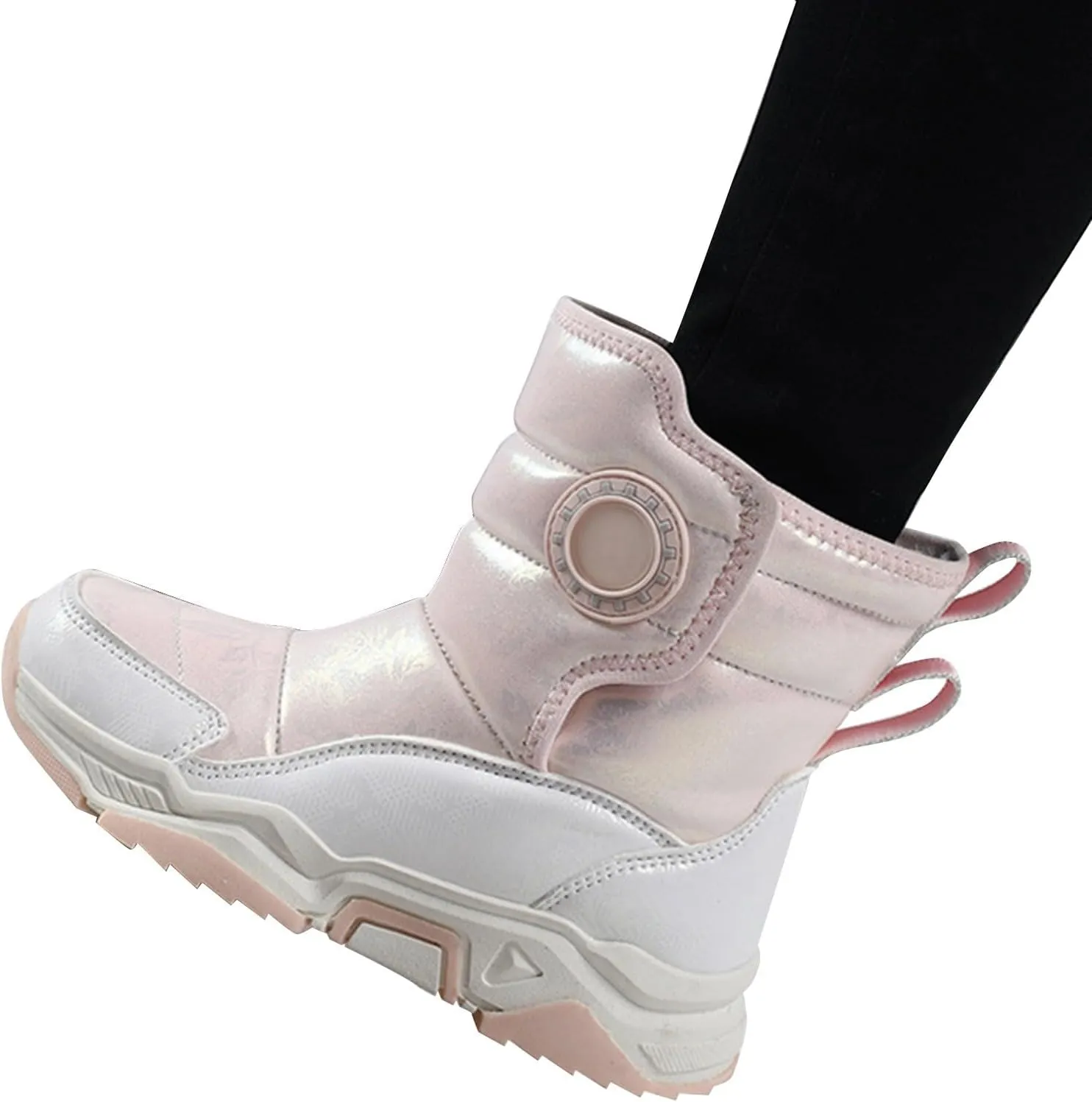 Fashion Winter Mid Calf Boots for Kids Platform Water-Proof Outdoor Warm Cozy Anti-Slip Winter Girly Boots for Girls