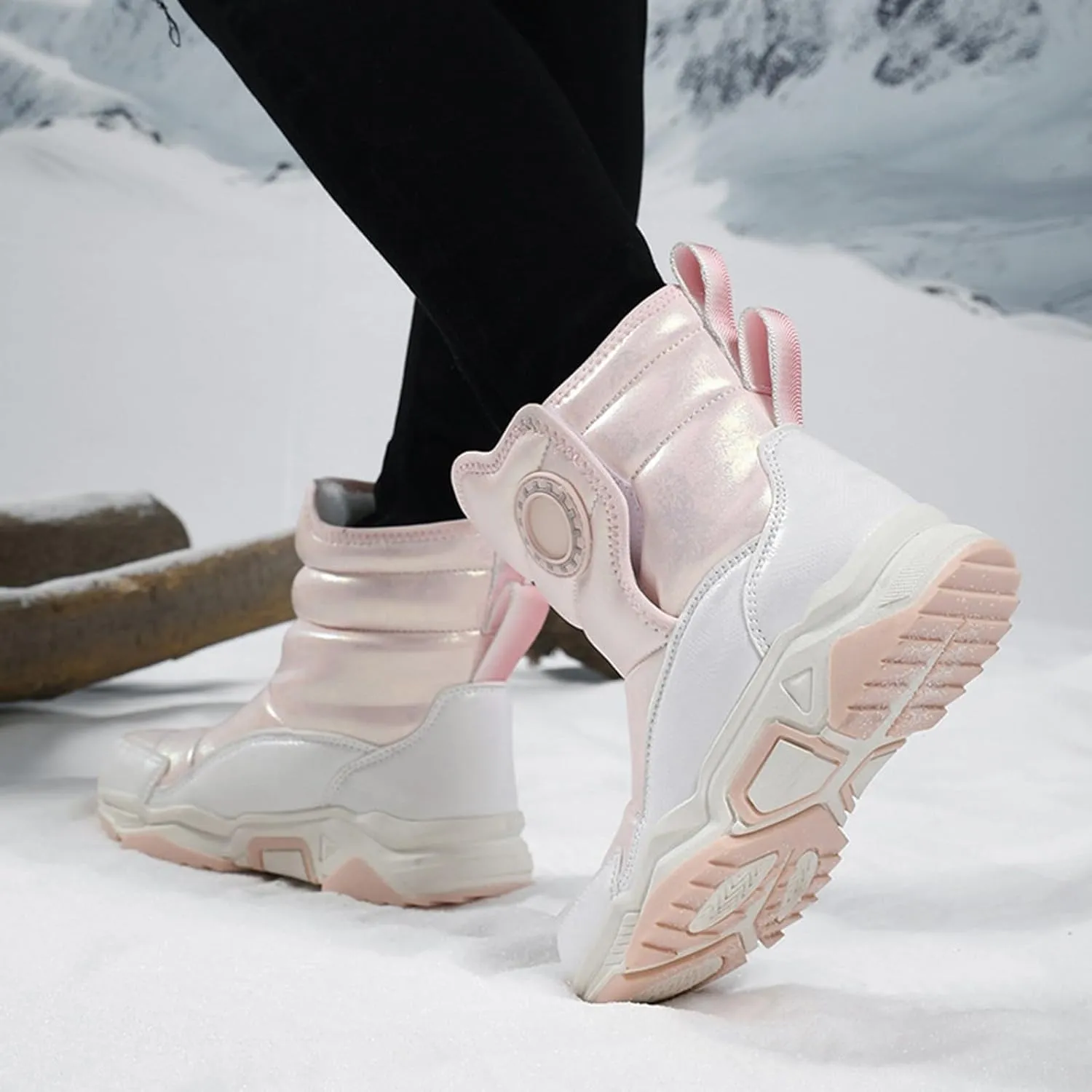Fashion Winter Mid Calf Boots for Kids Platform Water-Proof Outdoor Warm Cozy Anti-Slip Winter Girly Boots for Girls