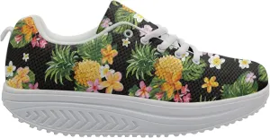 FOR U DESIGNS Novelty Sneakers for Women Platform Walking Shoes Casual Lace Up Running Shoes Lightweight Breathable Shoes