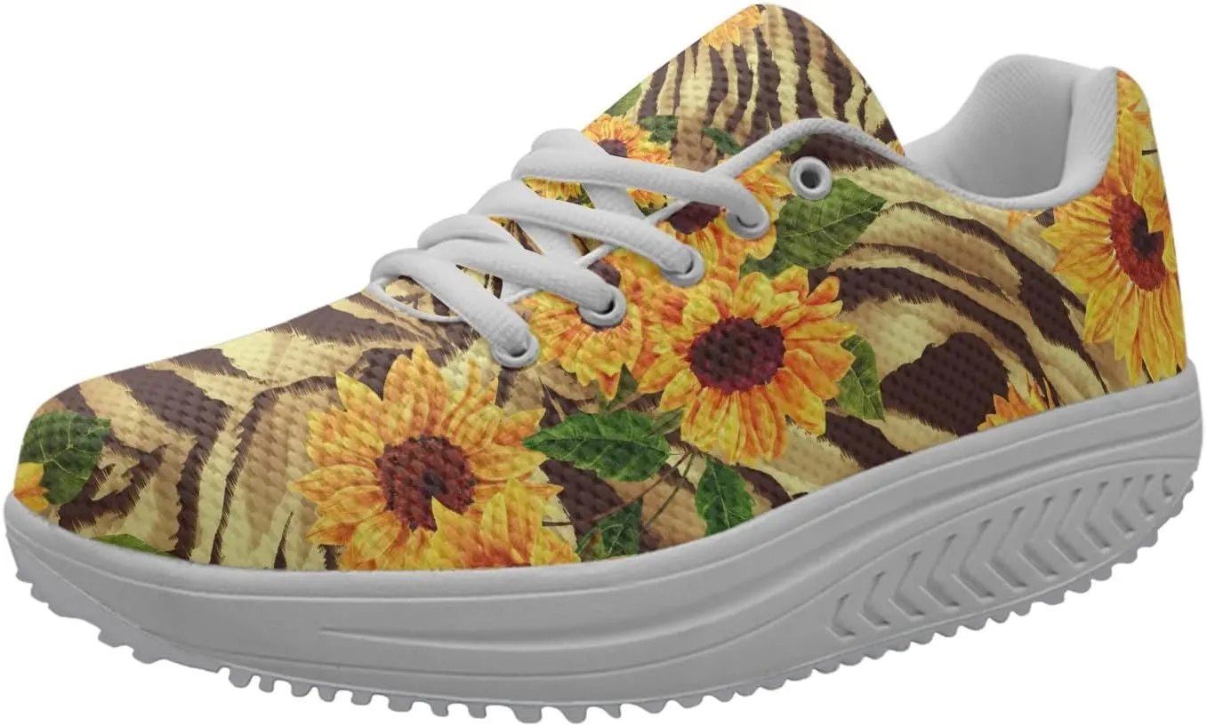 FOR U DESIGNS Novelty Sneakers for Women Platform Walking Shoes Casual Lace Up Running Shoes Lightweight Breathable Shoes