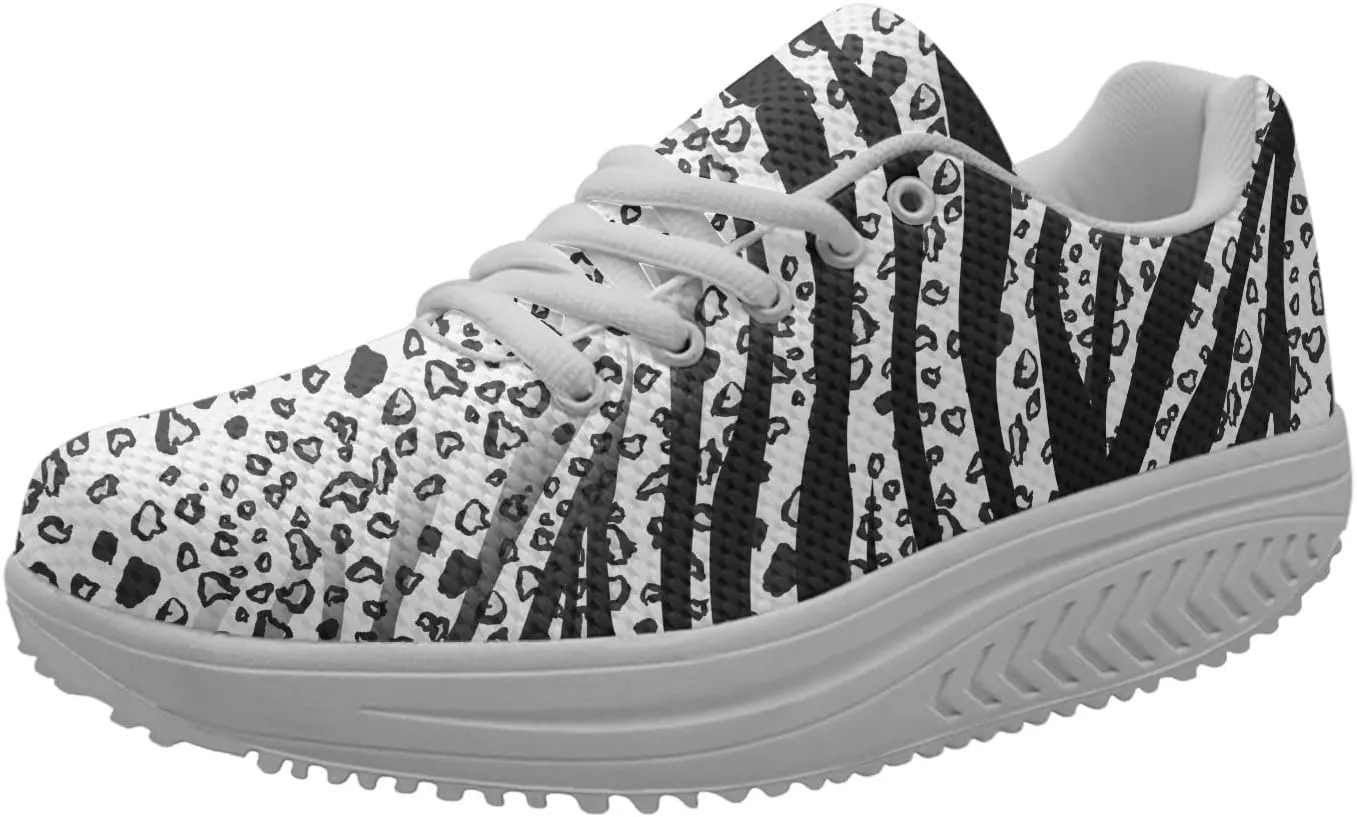 FOR U DESIGNS Novelty Sneakers for Women Platform Walking Shoes Casual Lace Up Running Shoes Lightweight Breathable Shoes