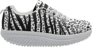 FOR U DESIGNS Novelty Sneakers for Women Platform Walking Shoes Casual Lace Up Running Shoes Lightweight Breathable Shoes