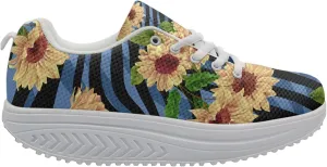 FOR U DESIGNS Novelty Sneakers for Women Platform Walking Shoes Casual Lace Up Running Shoes Lightweight Breathable Shoes