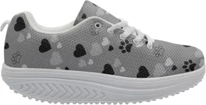 FOR U DESIGNS Novelty Sneakers for Women Platform Walking Shoes Casual Lace Up Running Shoes Lightweight Breathable Shoes