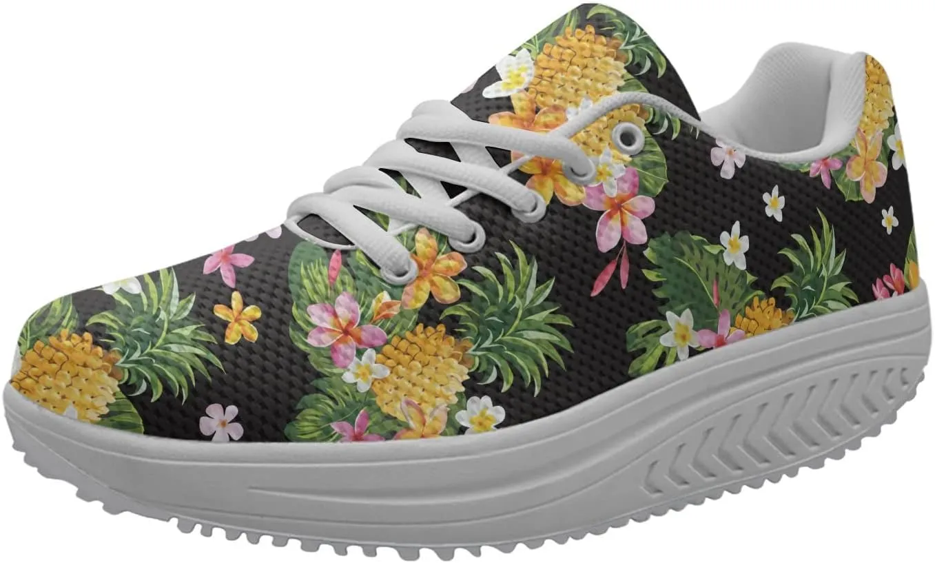 FOR U DESIGNS Novelty Sneakers for Women Platform Walking Shoes Casual Lace Up Running Shoes Lightweight Breathable Shoes