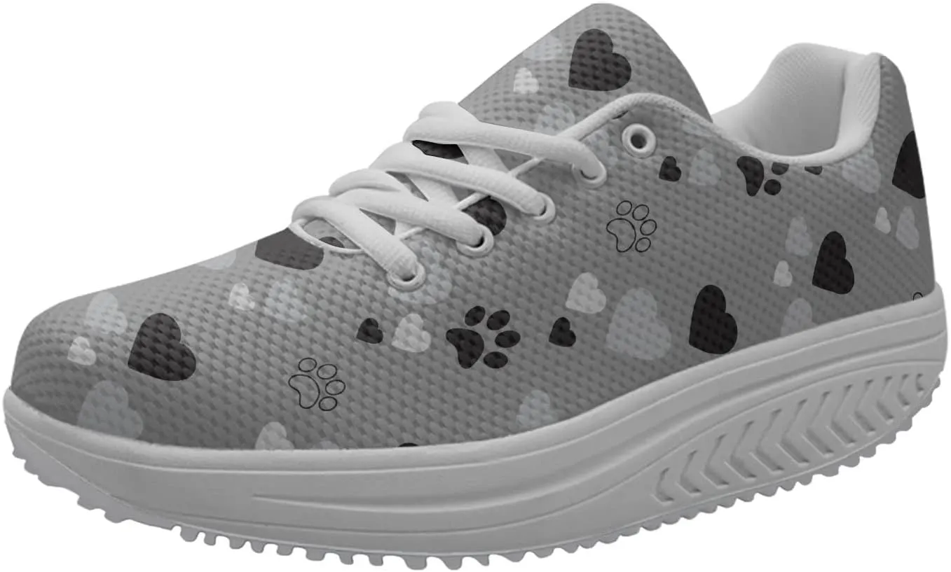 FOR U DESIGNS Novelty Sneakers for Women Platform Walking Shoes Casual Lace Up Running Shoes Lightweight Breathable Shoes