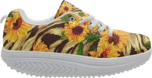 FOR U DESIGNS Novelty Sneakers for Women Platform Walking Shoes Casual Lace Up Running Shoes Lightweight Breathable Shoes