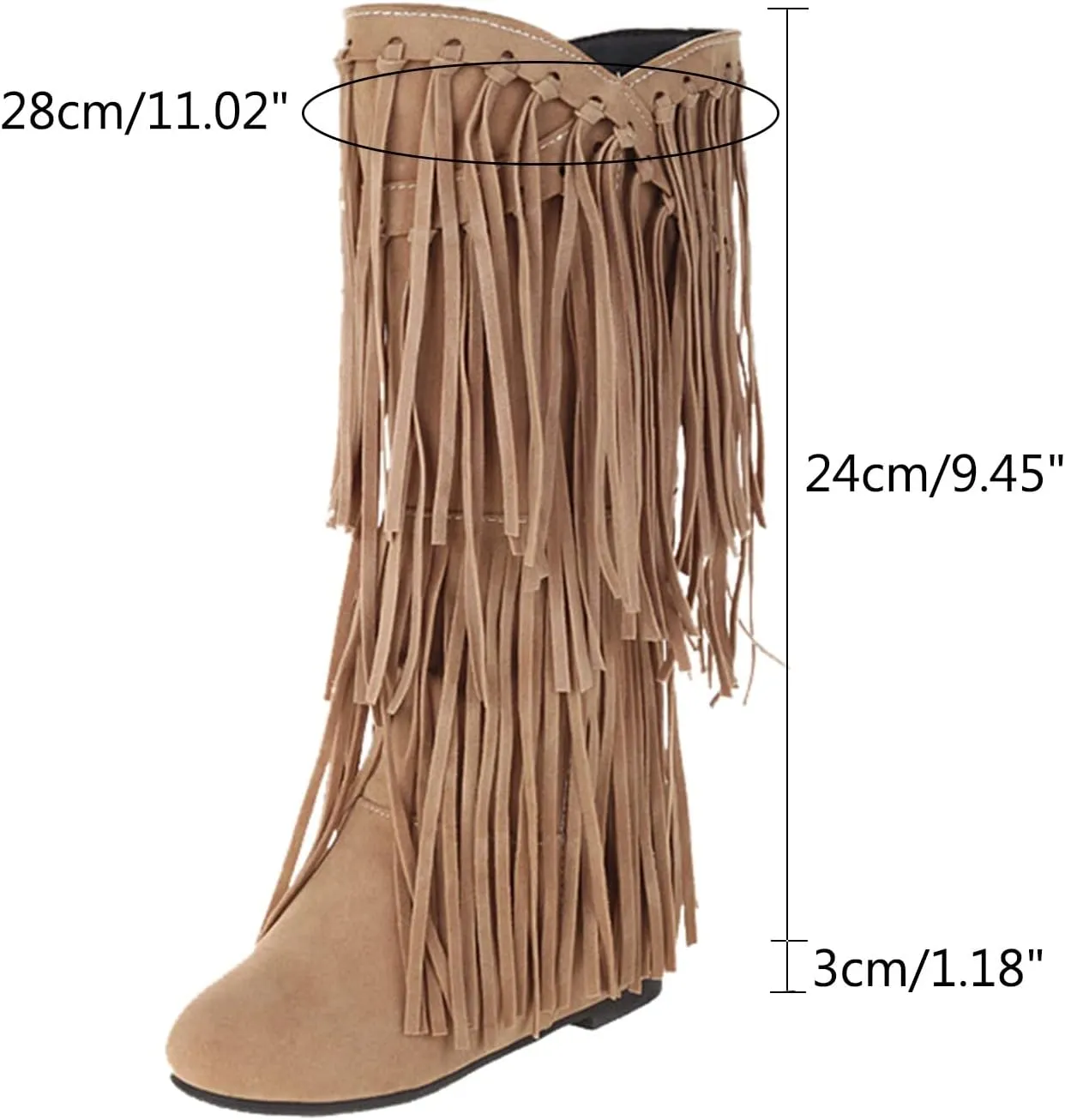 Fringe Cowboy Boots for Women Western Tassel Riding Cowgirl Boots Pull on Mid Calf Boots Fashion Buckle Boots