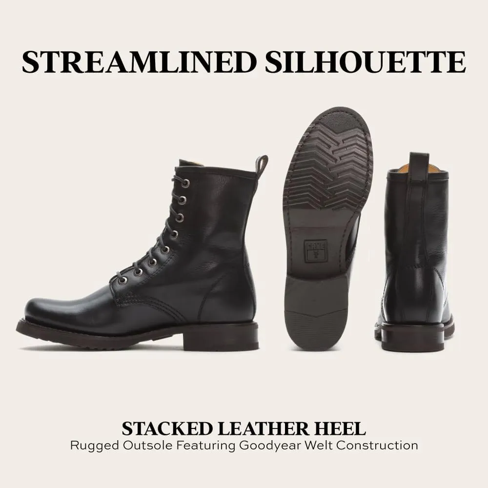 Frye Veronica Womens Combat Boots Crafted from Hand-Burnished Vintage Italian Leather with Genuine Stitch-Down Welt Construction and Leather Lining  6  Shaft Height