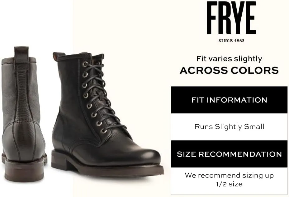 Frye Veronica Womens Combat Boots Crafted from Hand-Burnished Vintage Italian Leather with Genuine Stitch-Down Welt Construction and Leather Lining  6  Shaft Height