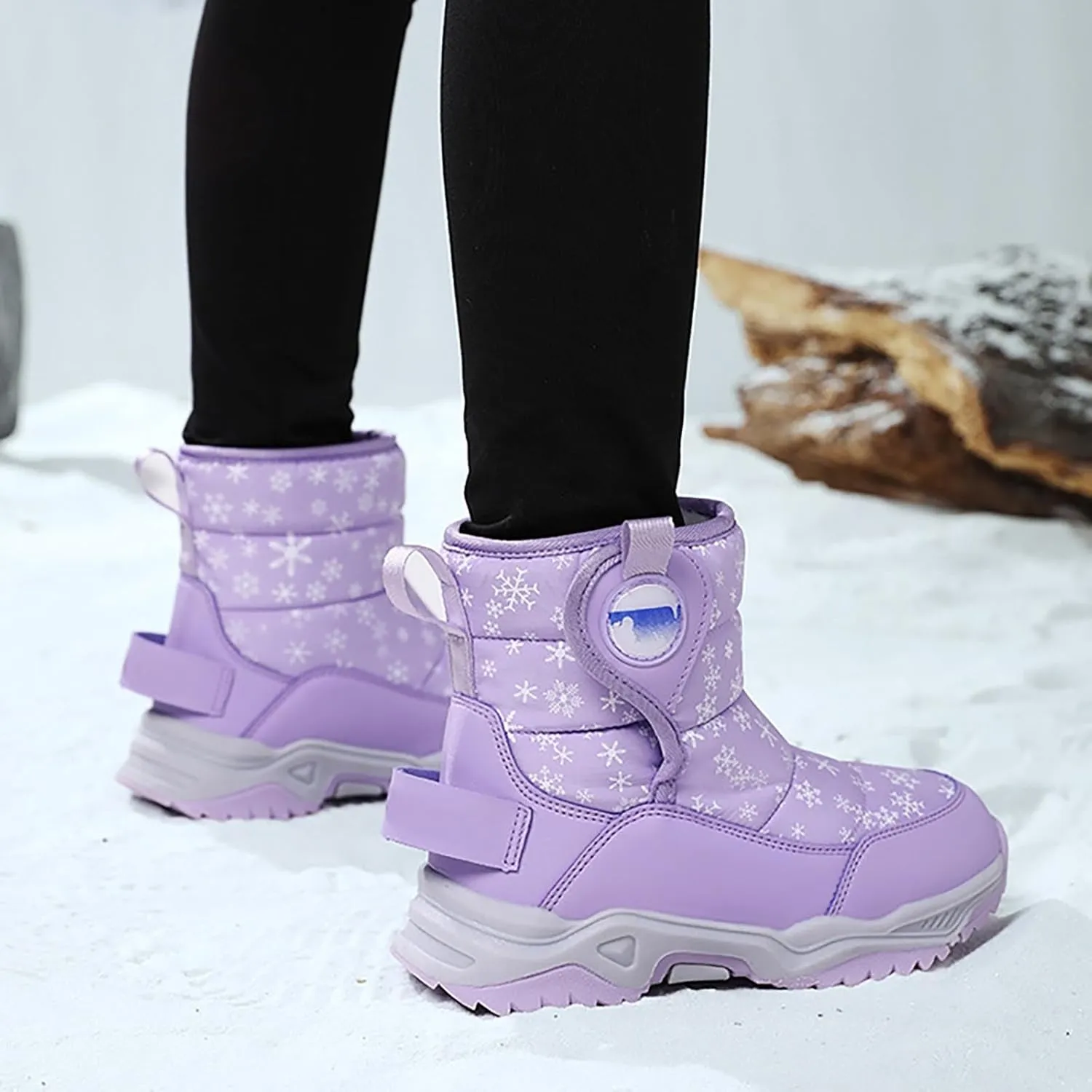 Girls Boys Snow Boots Outdoor Warm Comfortable Non Slip Mid Calf Padded Small Big Kids Winter Girls Cute Winter Boots