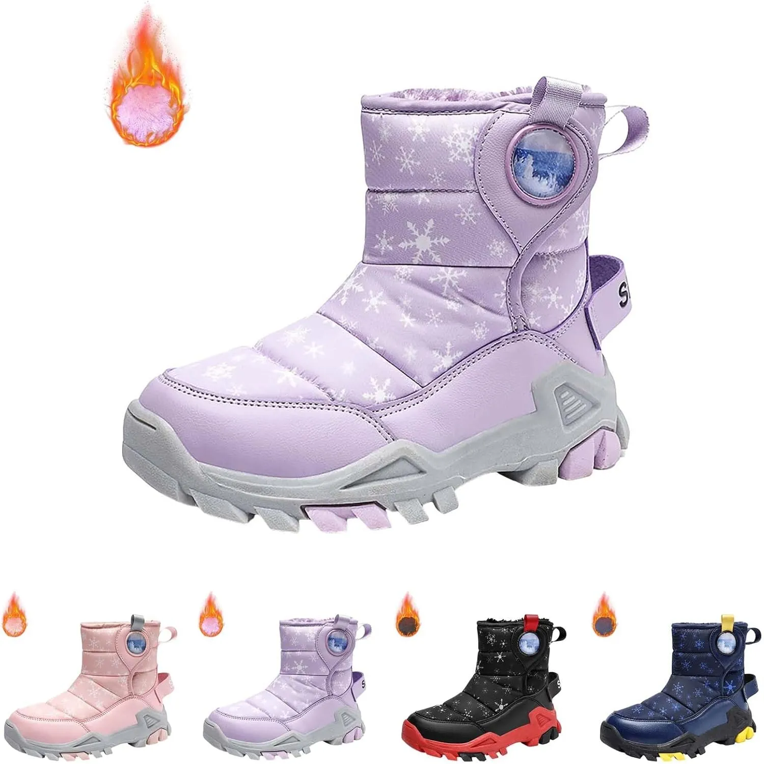 Girls Boys Snow Boots Outdoor Warm Comfortable Non Slip Mid Calf Padded Small Big Kids Winter Shoes Boots Toddler Girl