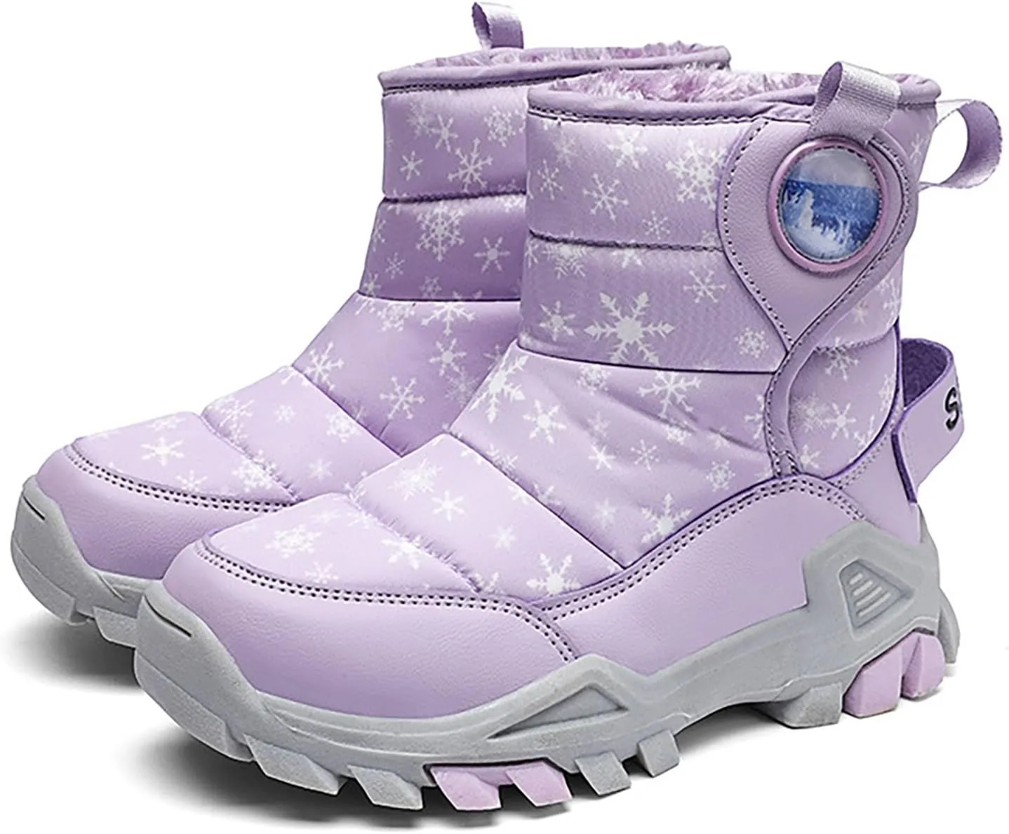 Girls Boys Snow Boots Outdoor Warm Comfortable Non Slip Mid Calf Padded Small Big Kids Winter Shoes for Toddler Girls