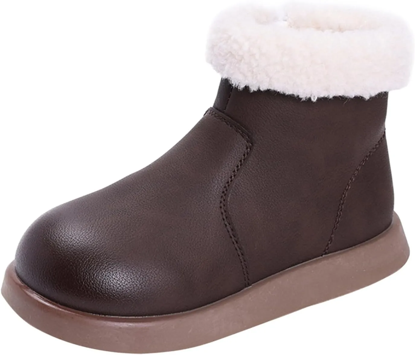 Girls Fuzzy Warm Winter Short Boots with Furry Faux Fr ining Thick Bootie Shoes for Toddler Little/Big Kids