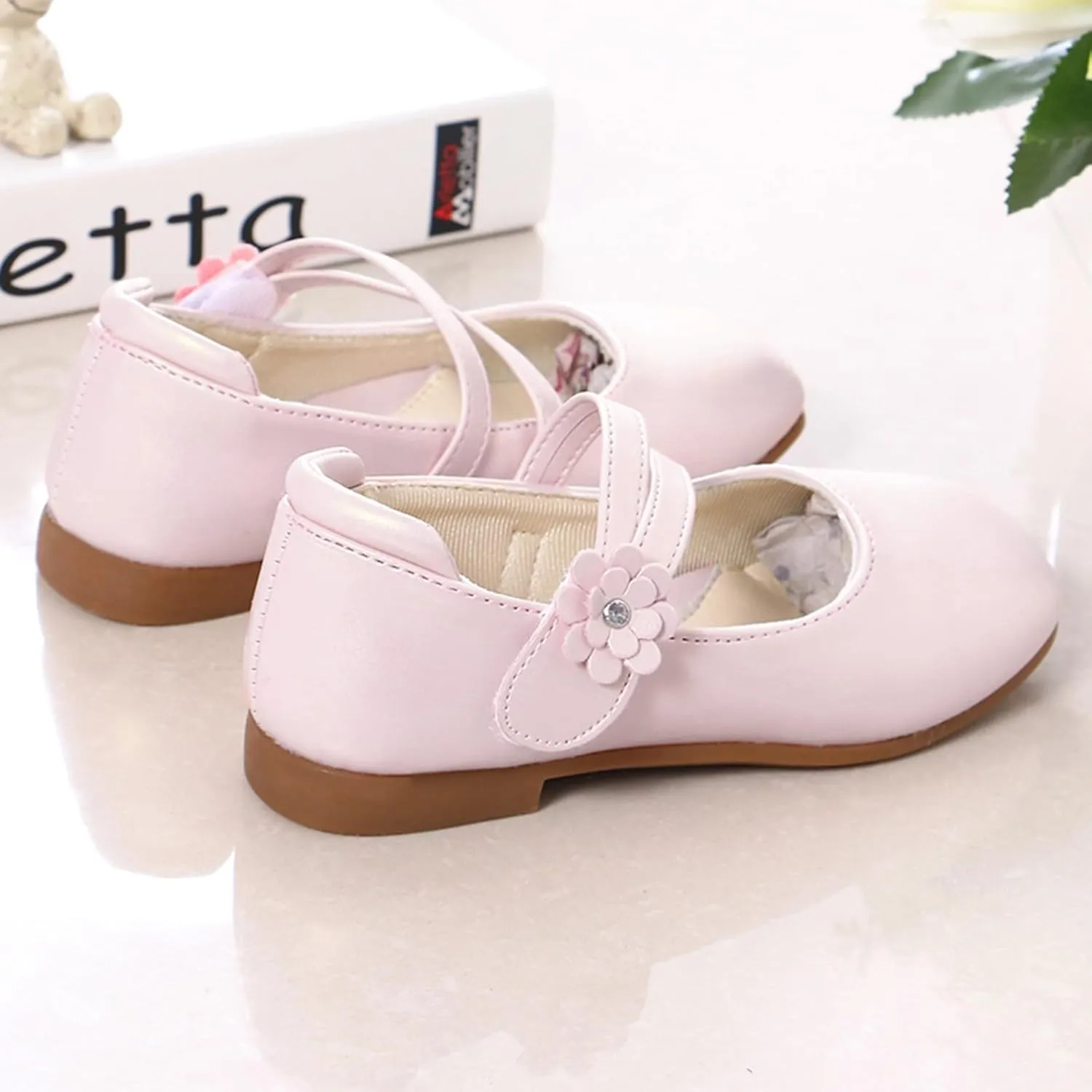 Girls Mary Jane Ballet Flats Flower Girl Dress Shoes Little Kids Flower Wedding Party Communion Shoes