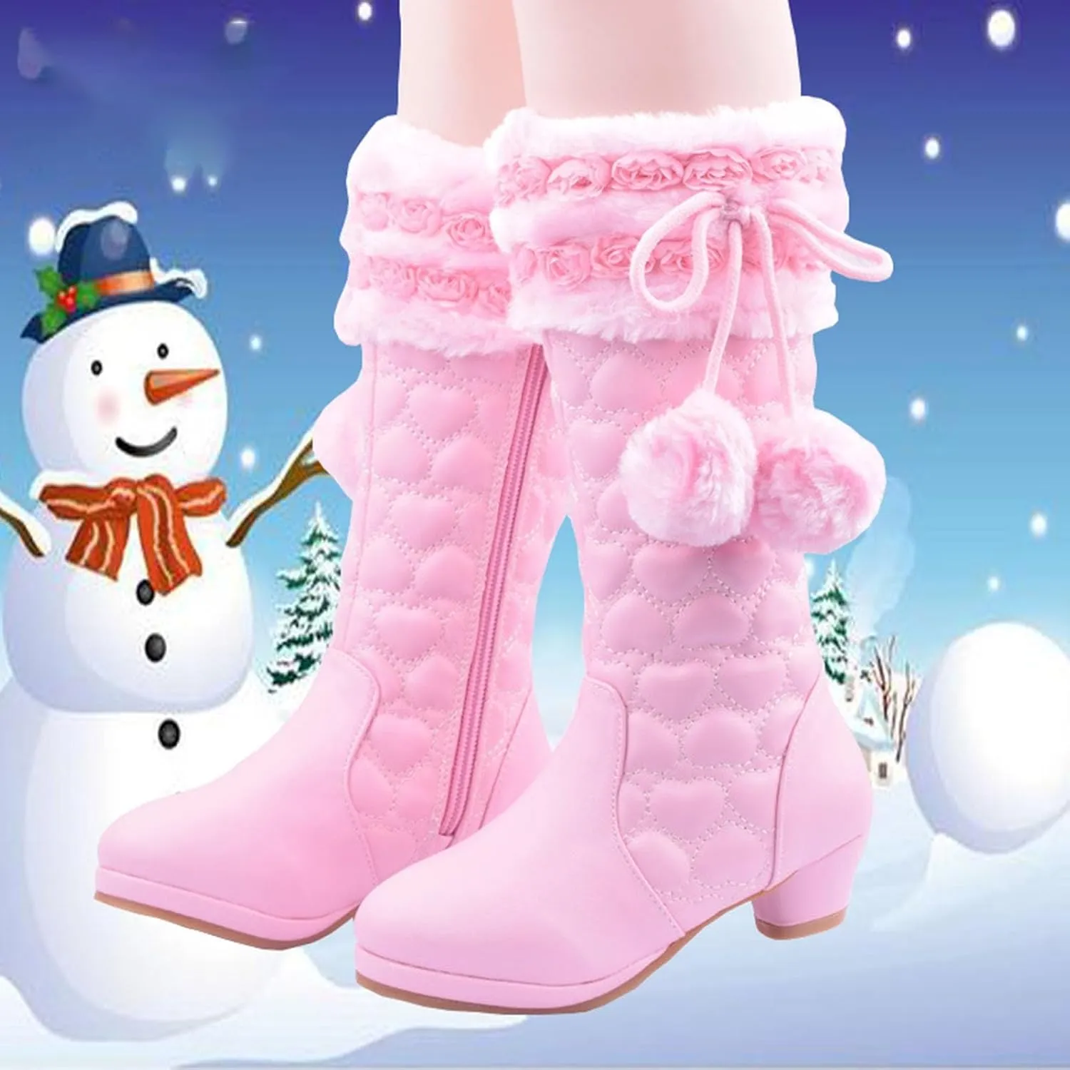 Girls Riding Boots Knee High Boots Flat Heel Mid Calf Boot Shoes Cowgirl Boots Cowboy Boots for Girls Kids Toddler