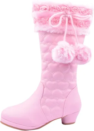 Girls Riding Boots Knee High Boots Flat Heel Mid Calf Boot Shoes Cowgirl Boots Cowboy Boots for Girls Kids Toddler