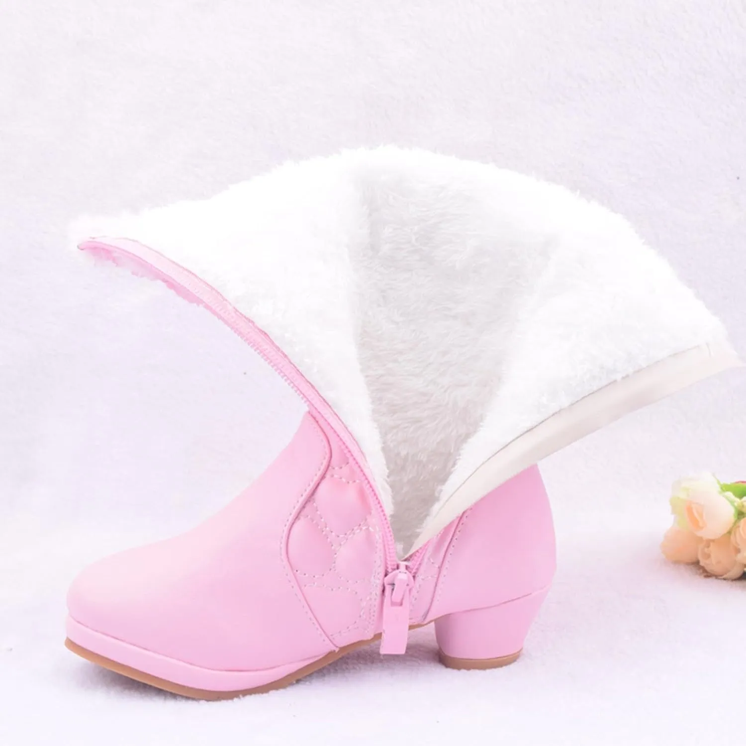 Girls Riding Boots Knee High Boots Flat Heel Mid Calf Boot Shoes Cowgirl Boots Cowboy Boots for Girls Kids Toddler