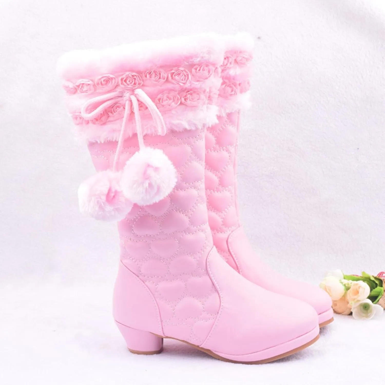 Girls Riding Boots Knee High Boots Flat Heel Mid Calf Boot Shoes Cowgirl Boots Cowboy Boots for Girls Kids Toddler